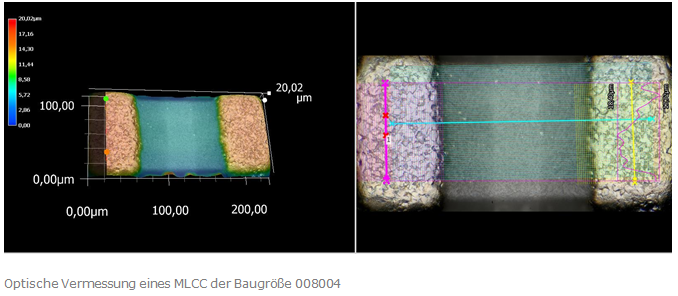 Optische Vermessung eines MLCC der Baugröße 008004